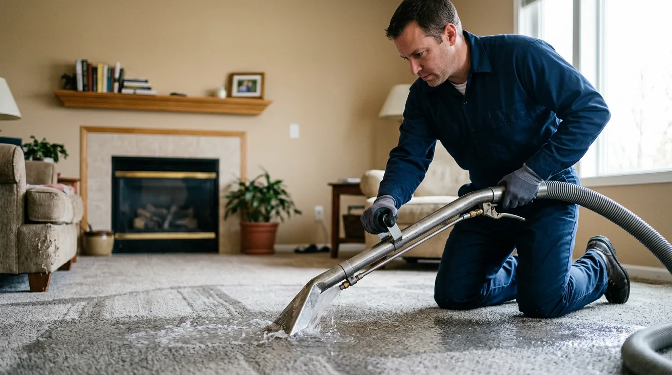 Water damage restoration technician working near Varna, IL
